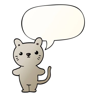 düzgün degrade tarzında karikatür kedi ve konuşma balonu