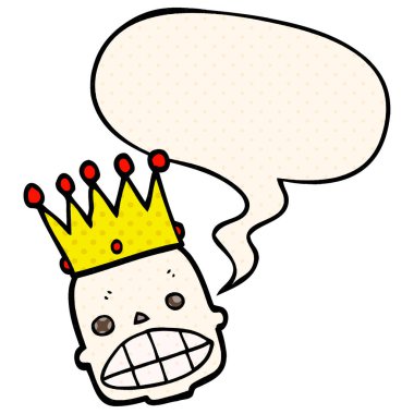 çizgi film ürkütücü kafatası yüz ve çizgi roman b taç ve konuşma balonu