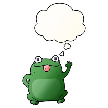 çizgi film kurbağa ve pürüzsüz degrade tarzında kabarcık düşünce