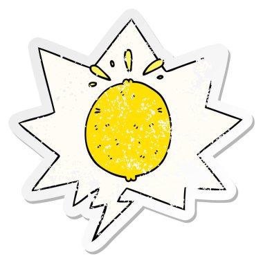 karikatür limon ve konuşma balonu sıkıntılı etiket