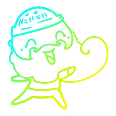 sakal ve kış şapka ile mutlu adam çizim soğuk degrade çizgi