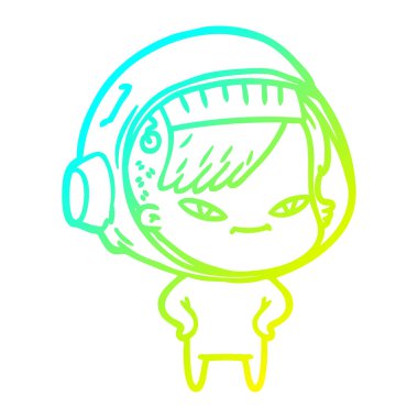 soğuk degrade çizgi çizim karikatür astronot kadın