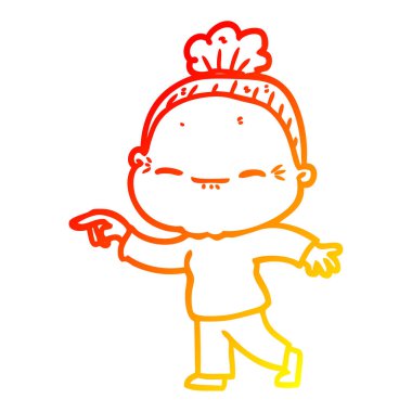 sıcak degrade çizgi çizim karikatür barışçıl yaşlı kadın