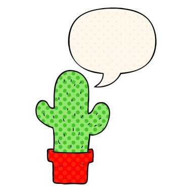 çizgi roman tarzında karikatür kaktüs ve konuşma balonu
