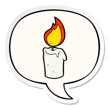 karikatür mum ve konuşma kabarcık etiket