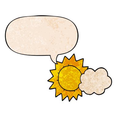 retro doku tarzında karikatür hava ve konuşma balonu