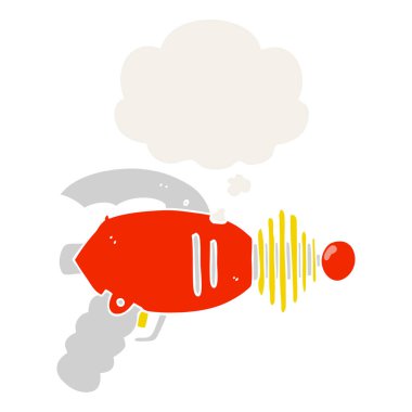 retro tarzında karikatür ışın silah ve düşünce balonu