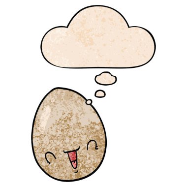 karikatür yumurta ve grunge doku desen tarzında düşünce balonu
