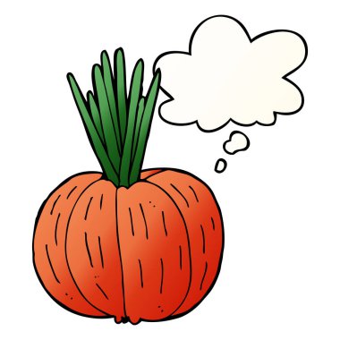 çizgi film sebze ve pürüzsüz degrade tarzında düşünce balonu