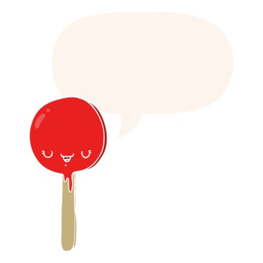 retro tarzı karikatür şeker lolipop ve konuşma balonu