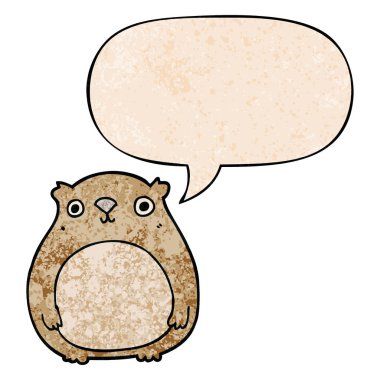 retro doku tarzında karikatür ayı ve konuşma balonu