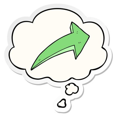 karikatür ok ve basılı bir etiket olarak kabarcık düşünce