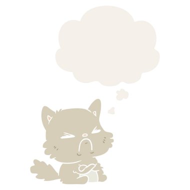 retro tarzında karikatür kızgın kedi ve düşünce balonu