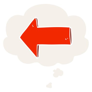 retro tarzında karikatür ok ve düşünce balonu