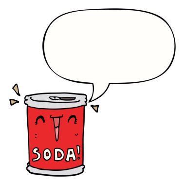 karikatür soda can ve konuşma balonu