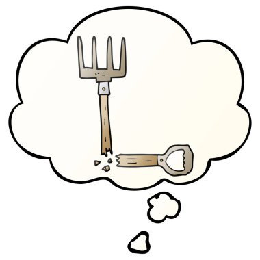 çizgi film kırık pitchfork ve pürüzsüz degrade s düşünce balonu