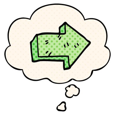 çizgi film işaret ok ve çizgi roman tarzında düşünce balonu