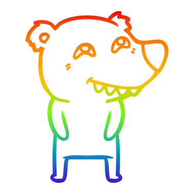 gökkuşağı gradyan çizgi çizim karikatür kutup ayısı dişleri gösteren