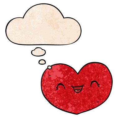 karikatür aşk kalp ve grunge doku desen düşünce balonu 