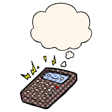 çizgi film hesap makinesi ve çizgi roman tarzında düşünce balonu