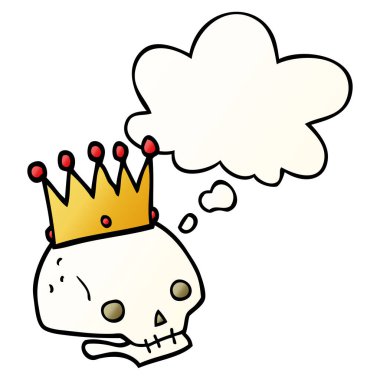 pürüzsüz degrade s taç ve düşünce balonu ile karikatür kafatası