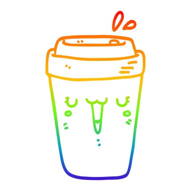 gökkuşağı gradyan çizgi çizim karikatür kahve fincanı