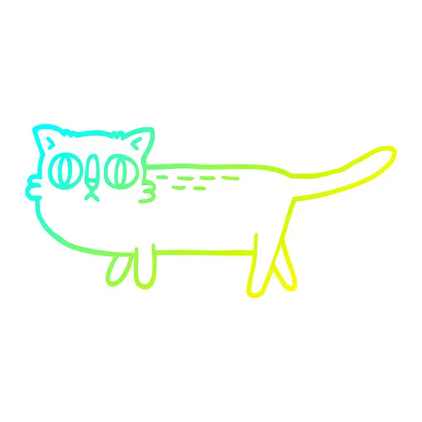Kaltes Gefälle Linie Zeichnung Karikatur lustige Katze — Stockvektor