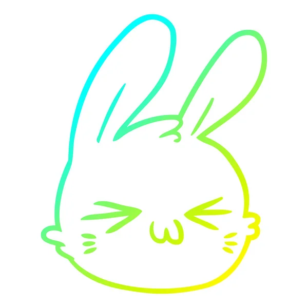 Cold gradient line drawing cartoon rabbit face — Stock Vector