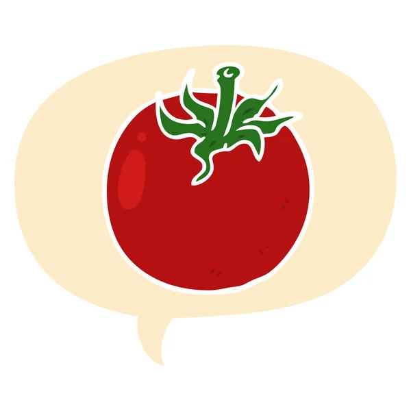 Cartoon frische Tomate und Sprechblase im Retro-Stil — Stockvektor
