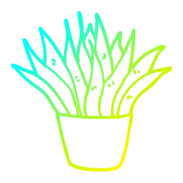 차가운 그라데이션 라인 드로잉 만화 집 식물 — 스톡 벡터