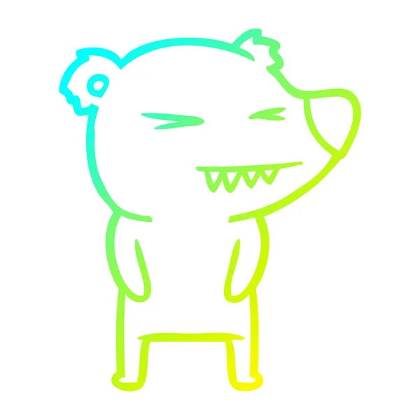 Linha gradiente frio desenho zangado urso polar desenhos animados — Vetor de Stock