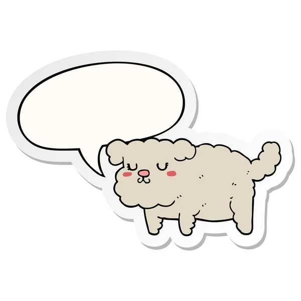 Adesivo cane del fumetto e bolla vocale — Vettoriale Stock