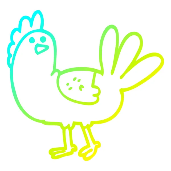 Linha gradiente frio desenho de galinha dos desenhos animados — Vetor de Stock