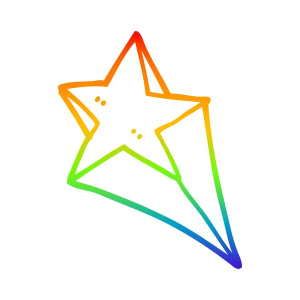 Rainbow gradient ligne dessin dessin dessin animé étoile filante — Image vectorielle