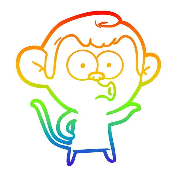 Regenboog gradiënt lijntekening cartoon chieten Monkey — Stockvector