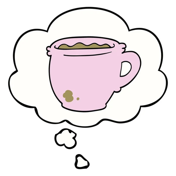 Мультяшная горячая чашка кофе и мыслепузырь — стоковый вектор