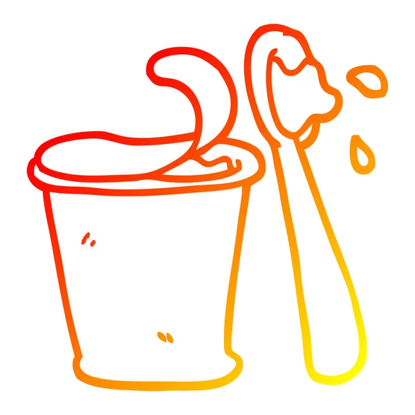 Warme kleurovergang lijntekening cartoon yoghurt — Stockvector