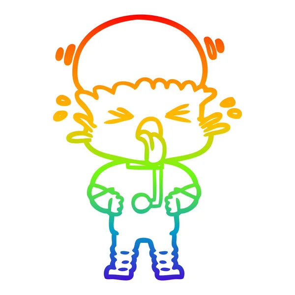 彩虹渐变线绘制厌恶卡通外星人 — 图库矢量图片