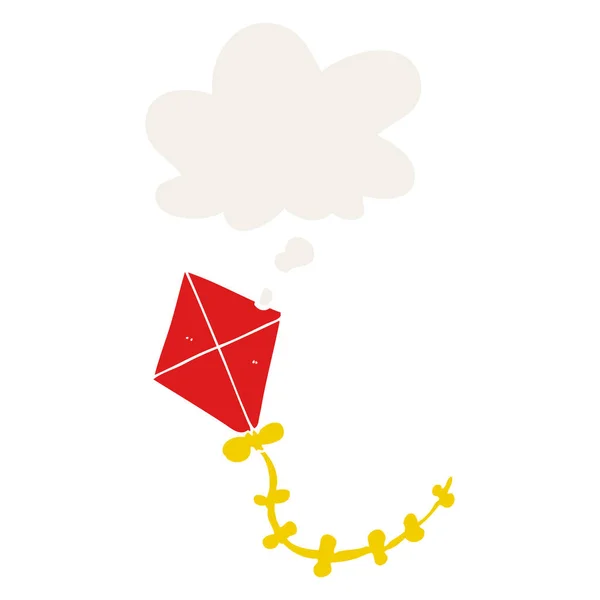 Cartoon kite en dacht bubble in retro stijl — Stockvector