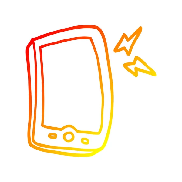 Kresba s teplým přechodem kreslený mobilní telefon — Stockový vektor