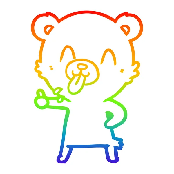 Rainbow gradient ligne dessin grossier bande dessinée ours — Image vectorielle
