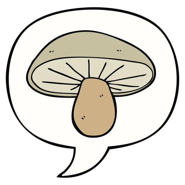 Champignon dessin animé et bulle de la parole — Image vectorielle