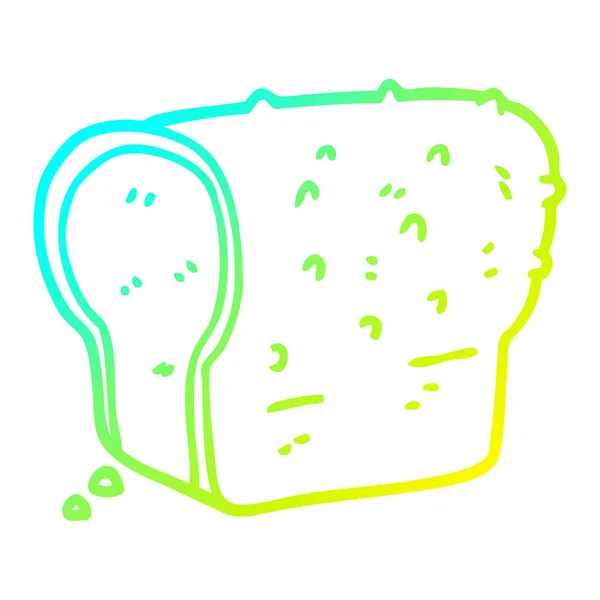 Koude gradiënt lijntekening cartoon volkoren brood — Stockvector