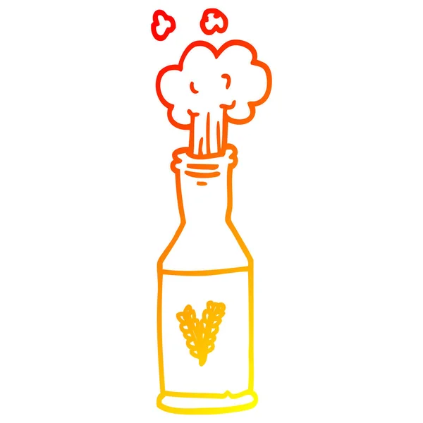 Ligne de dégradé chaud dessin dessin animé bière et mousse — Image vectorielle