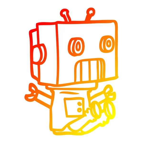 Línea de gradiente caliente dibujo robot de dibujos animados — Archivo Imágenes Vectoriales