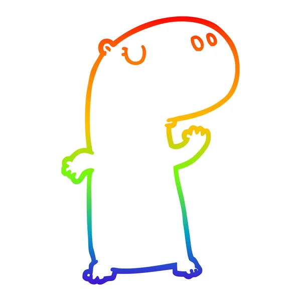 Arco-íris linha gradiente desenho cartoon hipopótamo — Vetor de Stock