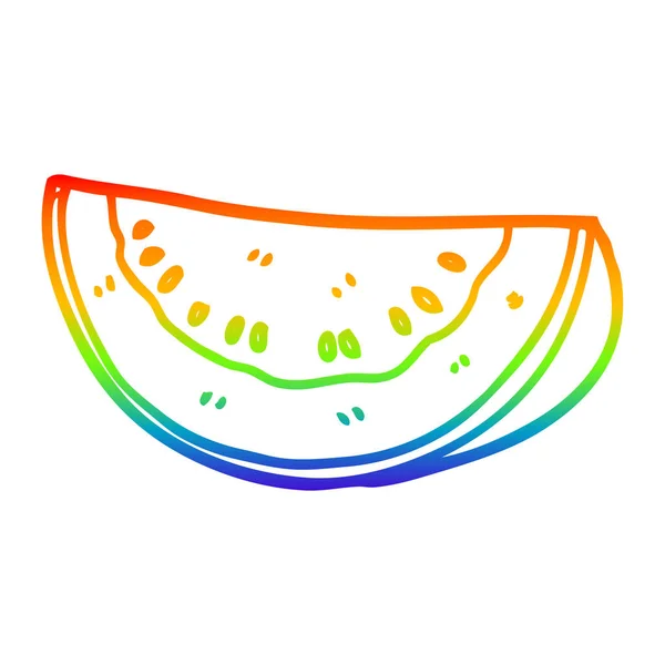 Rainbow gradient linje ritning tecknad vattenmelon — Stock vektor