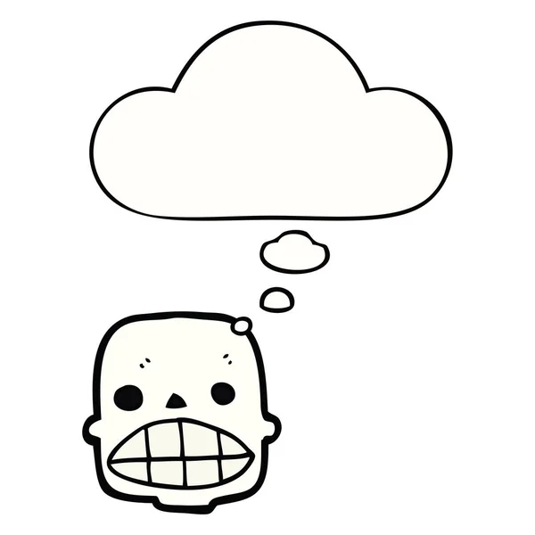 Calavera de dibujos animados y burbuja de pensamiento — Vector de stock