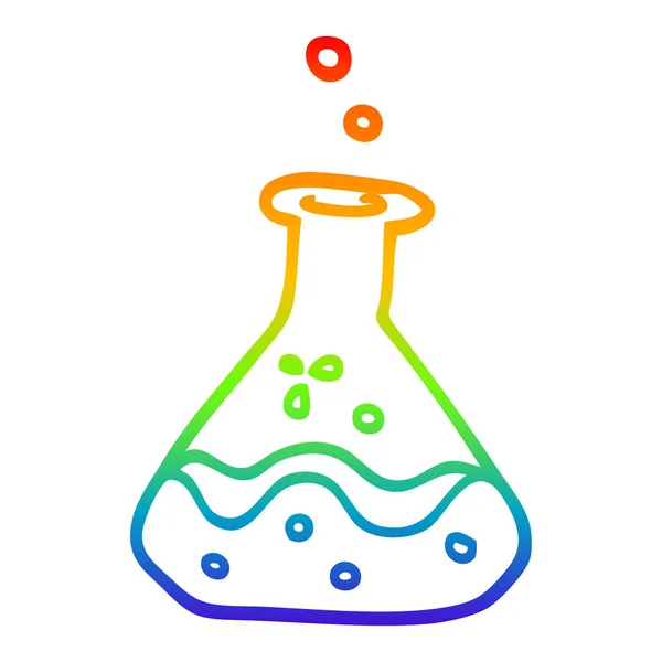 Rainbow gradient line drawing cartoon science experiment — стоковый вектор