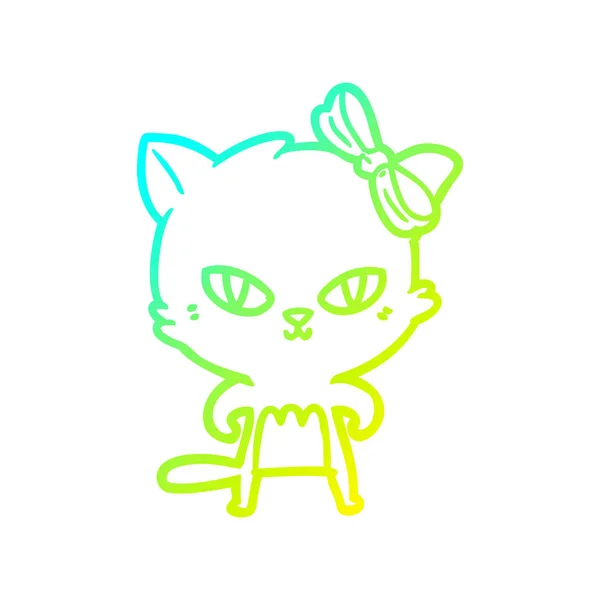 Froid dégradé ligne dessin mignon dessin animé chat — Image vectorielle